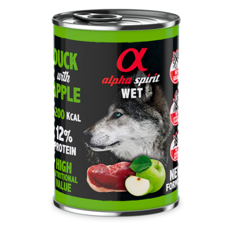 Pīle ar zaļo ābolu 400g Pilnvērtīga mitrā barība suņiem Duck with Apple 6x400g