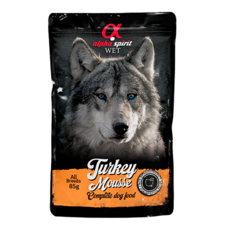 Tītara Mousse 300g Pilnvērtīga mitrā barība suņiem 95% Turkey Mousse Alpha Spirit