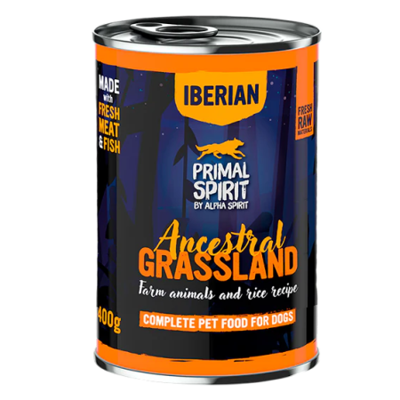 Cūkgaļa ar rīsiem 400g Pilnvērtīga mitrā barība suņiem Grassland Iberian