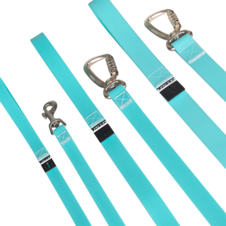 Zila pavada spīd tumsā 90-120minūtes, pašspīdošs materiāls 2cmx180cm suņiem PAIKKA Glow Leash Aqua