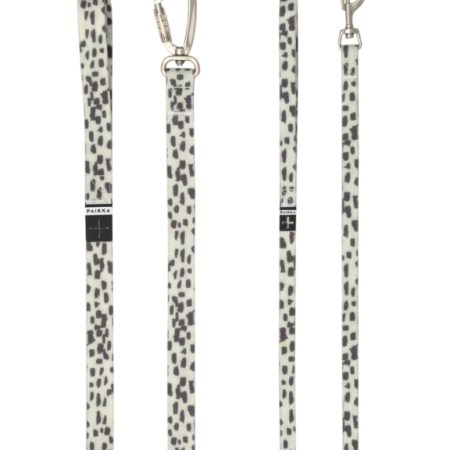 Leoparda pavada spīd tumsā 90-120minūtes,pašspīdošs materiāls 2cmx180cm suņiem PAIKKA Glow Leash 2.0 brūns/balts