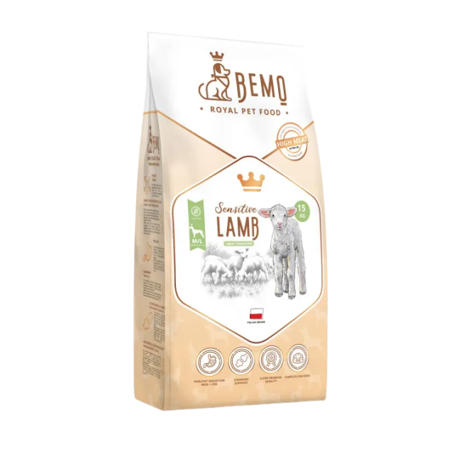 JĒRS hipoalerģiska bezgraudu pilnvērtīga sausā barība suņiem Bemo Sensetive Lamb 1kg | 3kg | 10kg | 15kg