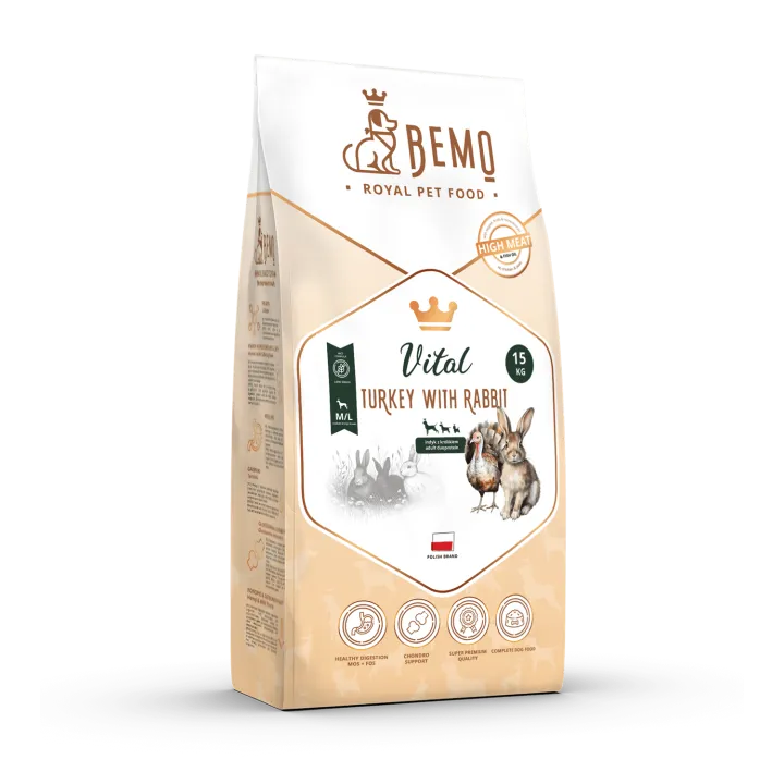 TĪTARS / TRUSIS imunitāti stiprinoša pilnvērtīga sausā barība suņiem Bemo Vital 1kg | 10kg | 15kg