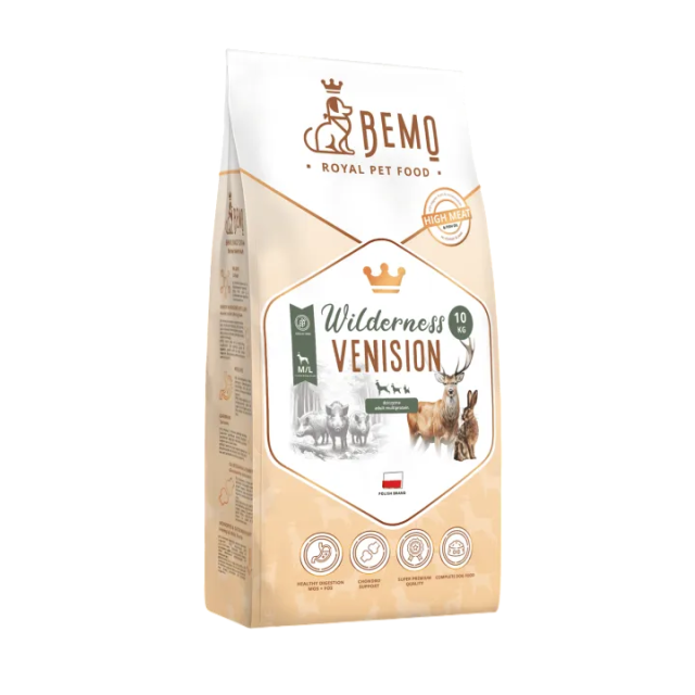 MEDĪJUMS hipoalerģiska bezgraudu pilnvērtīga sausā barība ar trīs savvaļas gaļas veidiem Bemo Wilderness Venision 1kg | 10kg | 15kg