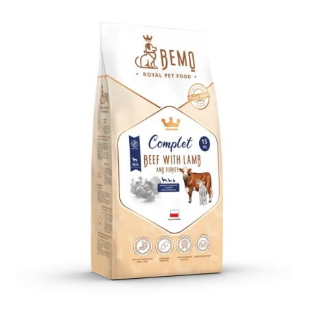 LIELLOPS / TĪTARS / JĒRS daudzproteīnu bezgraudu pilnvērtīga sausā barība suņiem Bemo Complet 1 kg | 3kg | 10kg | 15kg