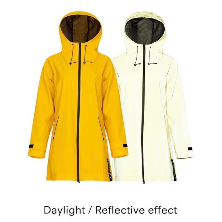 Lietusmētelis sievietēm-atstaro tumsā Dzeltens W garāks modelis pastaigai ar suni treniņam xs s/m l/xl - Image 4