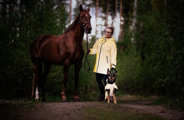 Lietusmētelis sievietēm-atstaro tumsā Dzeltens W garāks modelis pastaigai ar suni treniņam xs s/m l/xl - Image 3