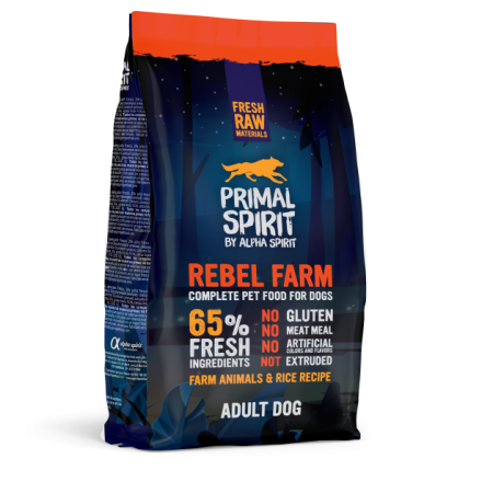 65% REBEL FARM 1kg vista, zivs Pilnvērtīga sausā barība visu šķirņu suņiem /suņiem ar jūtīgu gremošanas sistēmu un suņiem ar lieko svaru