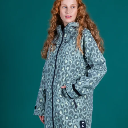 Lietusmētelis sievietēm- atstaro tumsā Leo W- zaļš garāks modelis pastaigai ar suni treniņam xs s/m l/xl