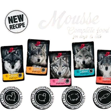 Mousse MIX suņiem ar 5 dažādām garšām 5x300g Pilnvērtīga mitrā barība Alpha Spirit